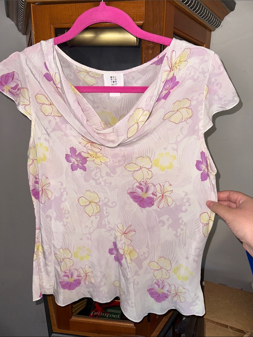 Apt. 9 Pale Pink Floral Cowl Neck Top